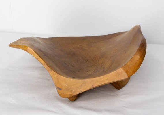 French Olive Wood Sculpture Flying Goose & Vide-Poche Reversible Objet, 1970s-RIU-1741876