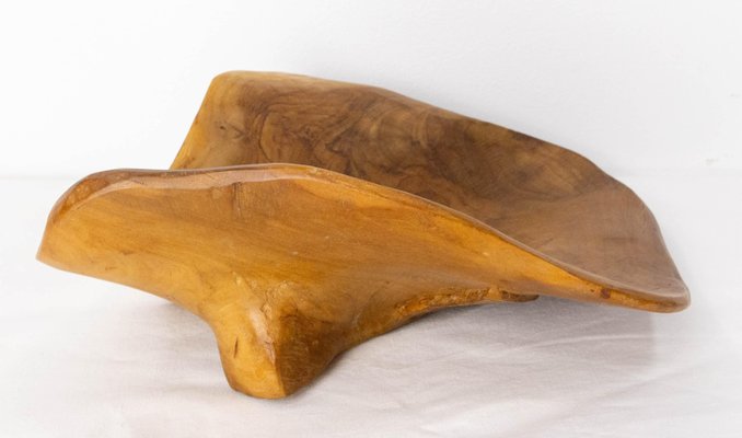 French Olive Wood Sculpture Flying Goose & Vide-Poche Reversible Objet, 1970s-RIU-1741876