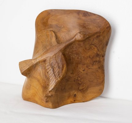 French Olive Wood Sculpture Flying Goose & Vide-Poche Reversible Objet, 1970s-RIU-1741876