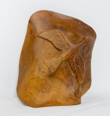 French Olive Wood Sculpture Flying Goose & Vide-Poche Reversible Objet, 1970s-RIU-1741876