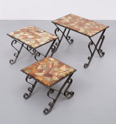 French Onyx Nesting Tables, 1972, Set of 3-GCG-1739642