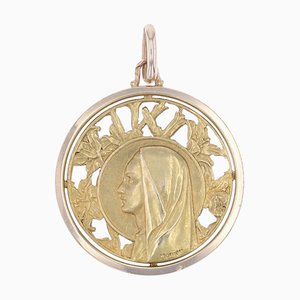 French Openworked 18 Karat Rose Gold Haloed Virgin Medal, 1960s-OLU-1725924