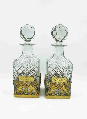 French Ormolu Cut Crystal Whisky and Cognac Decanters, Set of 2-OZS-1360201