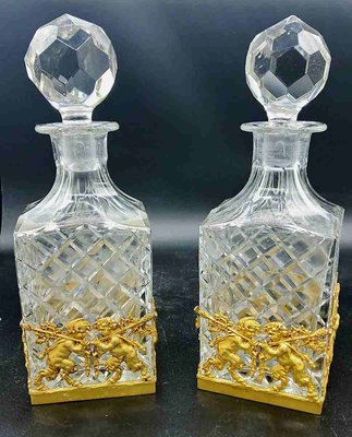 French Ormolu Cut Crystal Whisky and Cognac Decanters, Set of 2-OZS-1360201