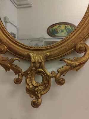 French Oval Mirror with Gilt Wood Stucco Carved Frame, 1800s-ZFY-1720735