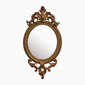 French Oval Mirror with Gilt Wood Stucco Carved Frame, 1800s-ZFY-1720735