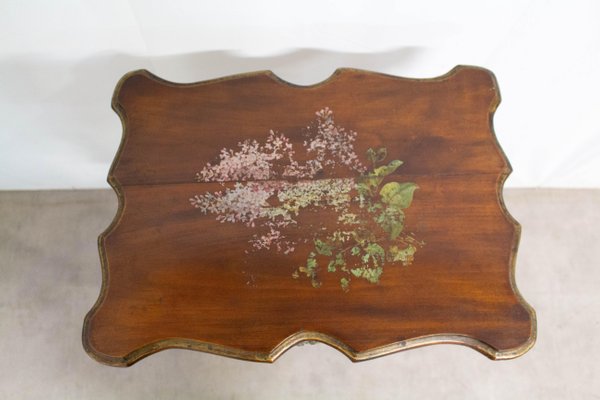 French Painted Side Table in Faux Bamboo with One-Drawer, Late 19th Century-RIU-800341