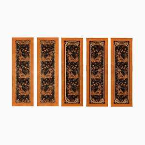 French Papier Paint Chinoiserie, Set of 5-MBH-1032291