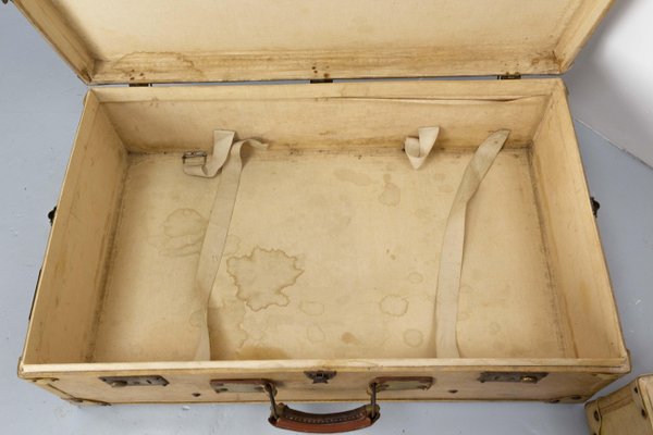 French Parchment Suit Case Trunks, 1930s, Set of 2-RIU-1433130