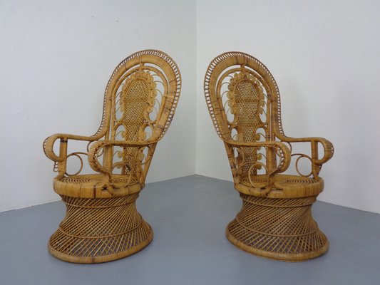 French Peacock Chairs & Table, 1960s, Set of 3-RDW-1353146