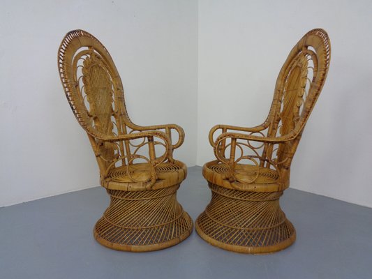 French Peacock Chairs & Table, 1960s, Set of 3-RDW-1353146