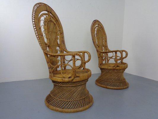 French Peacock Chairs & Table, 1960s, Set of 3-RDW-1353146