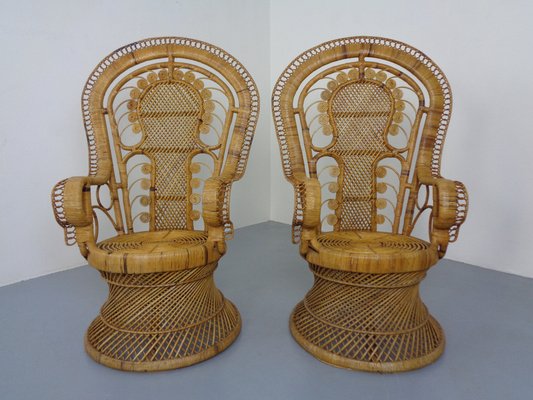 French Peacock Chairs & Table, 1960s, Set of 3-RDW-1353146