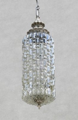 French Pendant Light in Textured Glass, 1950-JUA-1447928