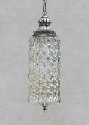 French Pendant Light in Textured Glass, 1950-JUA-1447928