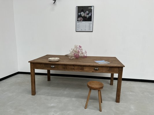 French Pine and Oak Farm Table, 1950s-WKI-1739669