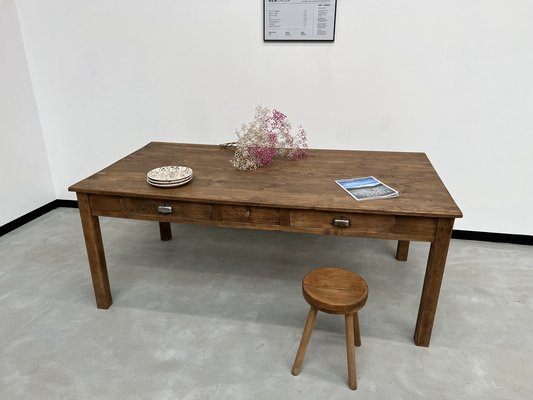 French Pine and Oak Farm Table, 1950s-WKI-1739669