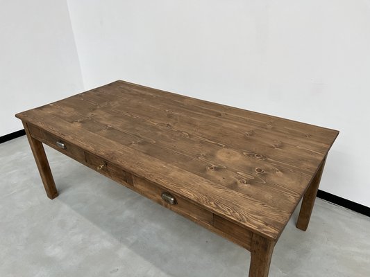 French Pine and Oak Farm Table, 1950s-WKI-1739669