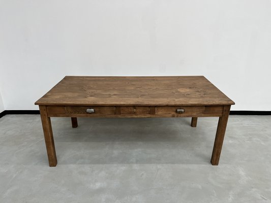 French Pine and Oak Farm Table, 1950s-WKI-1739669