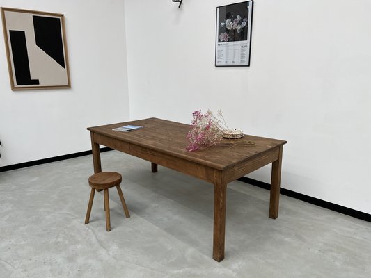 French Pine and Oak Farm Table, 1950s-WKI-1739669