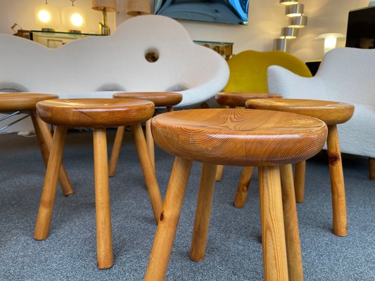 French Pine Stool attributed to Charlotte Perriand, 1960s-FUE-832836