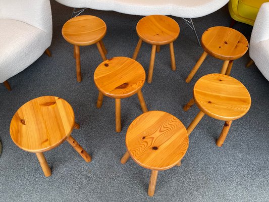 French Pine Stool attributed to Charlotte Perriand, 1960s-FUE-832836