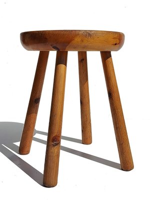 French Pine Stool by Charlotte Perriand for Les Arcs Resort, 1960s-KGD-903373