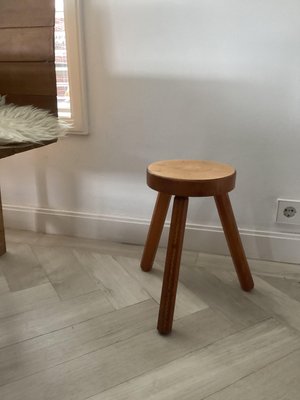 French Pine Wooden Stool, 1960-SU-2023606