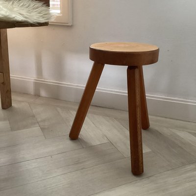 French Pine Wooden Stool, 1960-SU-2023606