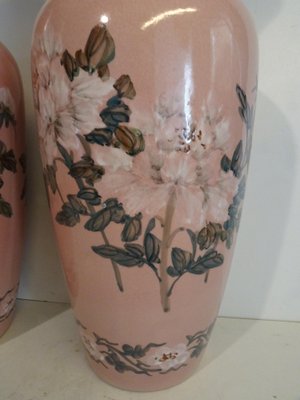 French Pink Ceramic Vases, 1940s, Set of 2-AWL-1324135