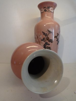 French Pink Ceramic Vases, 1940s, Set of 2-AWL-1324135