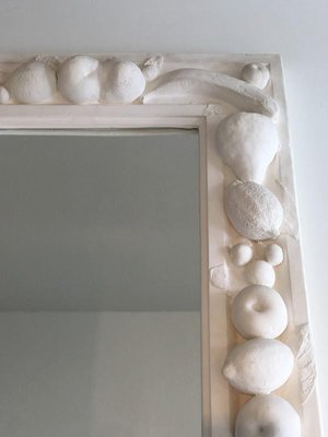 French Plaster Mirror with Fruits Decor, 1970s-BA-658227