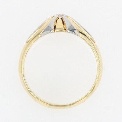 French Platinum Bangle Ring in 18K Yellow Gold with Diamond, 1940s-OLU-1263085