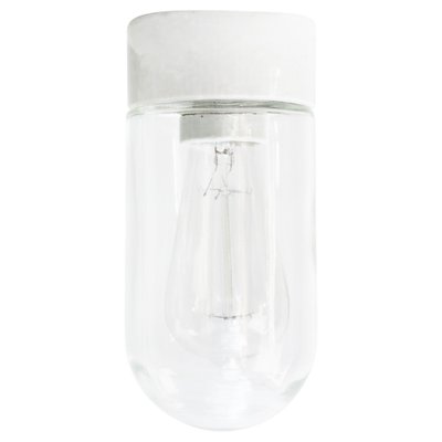 French Porcelain and Clear Glass Flush Mount-BLS-1782208