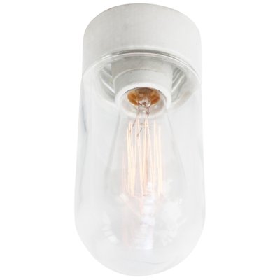 French Porcelain and Clear Glass Flush Mount-BLS-1782208