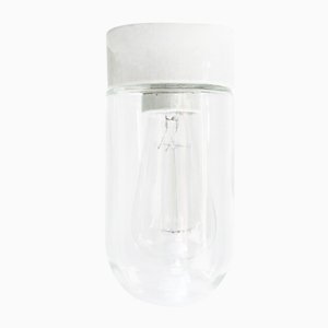 French Porcelain and Clear Glass Flush Mount-BLS-1782208