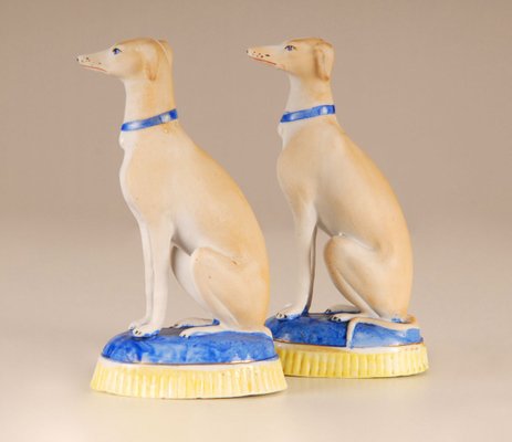 French Porcelain Greyhound Dogs, Staffordshire Style, 19th-Century, Set of 2-GOE-885846