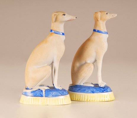 French Porcelain Greyhound Dogs, Staffordshire Style, 19th-Century, Set of 2-GOE-885846