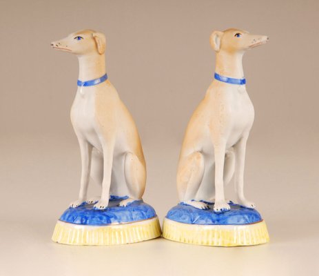 French Porcelain Greyhound Dogs, Staffordshire Style, 19th-Century, Set of 2-GOE-885846