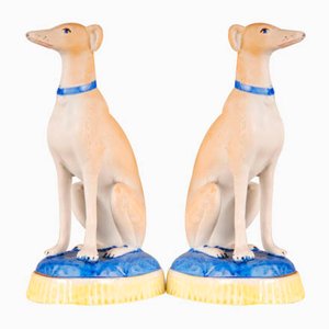 French Porcelain Greyhound Dogs, Staffordshire Style, 19th-Century, Set of 2-GOE-885846