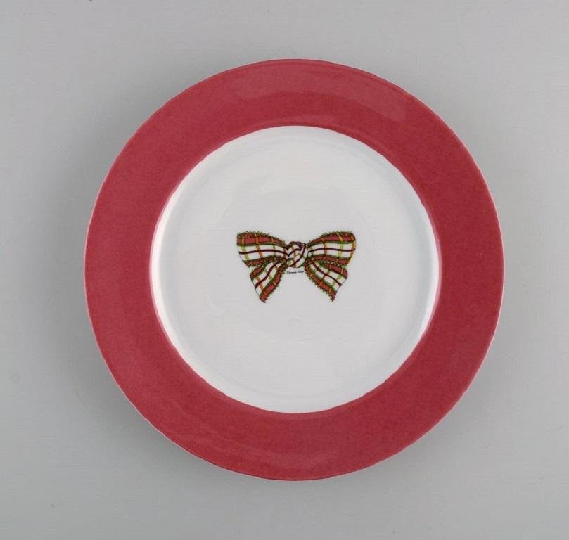 French Porcelain Plates Decorated with Bow by Christian Dior, Set of 5