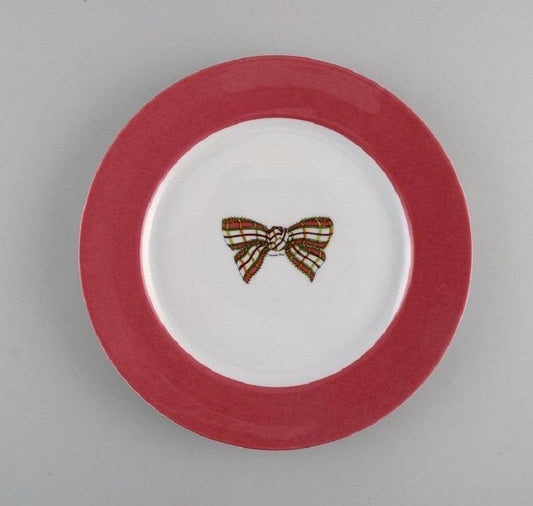 French Porcelain Plates Decorated with Bow by Christian Dior, Set of 5