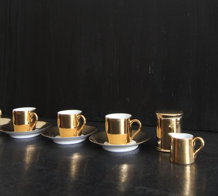 French Porcelain Platin Golden Espresso Set from Limoges, 1970s, Set of 6-TAT-2035861