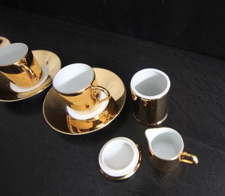 French Porcelain Platin Golden Espresso Set from Limoges, 1970s, Set of 6-TAT-2035861