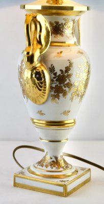 French Porcelain Table Lamp with Hand Painted Decoration, 1930s-MJY-1148857