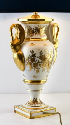 French Porcelain Table Lamp with Hand Painted Decoration, 1930s-MJY-1148857