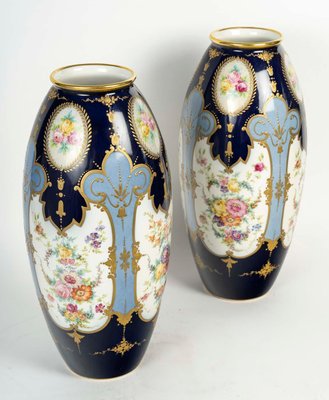 French Porcelain Vases from Limoges, Set of 2-WFS-2023162