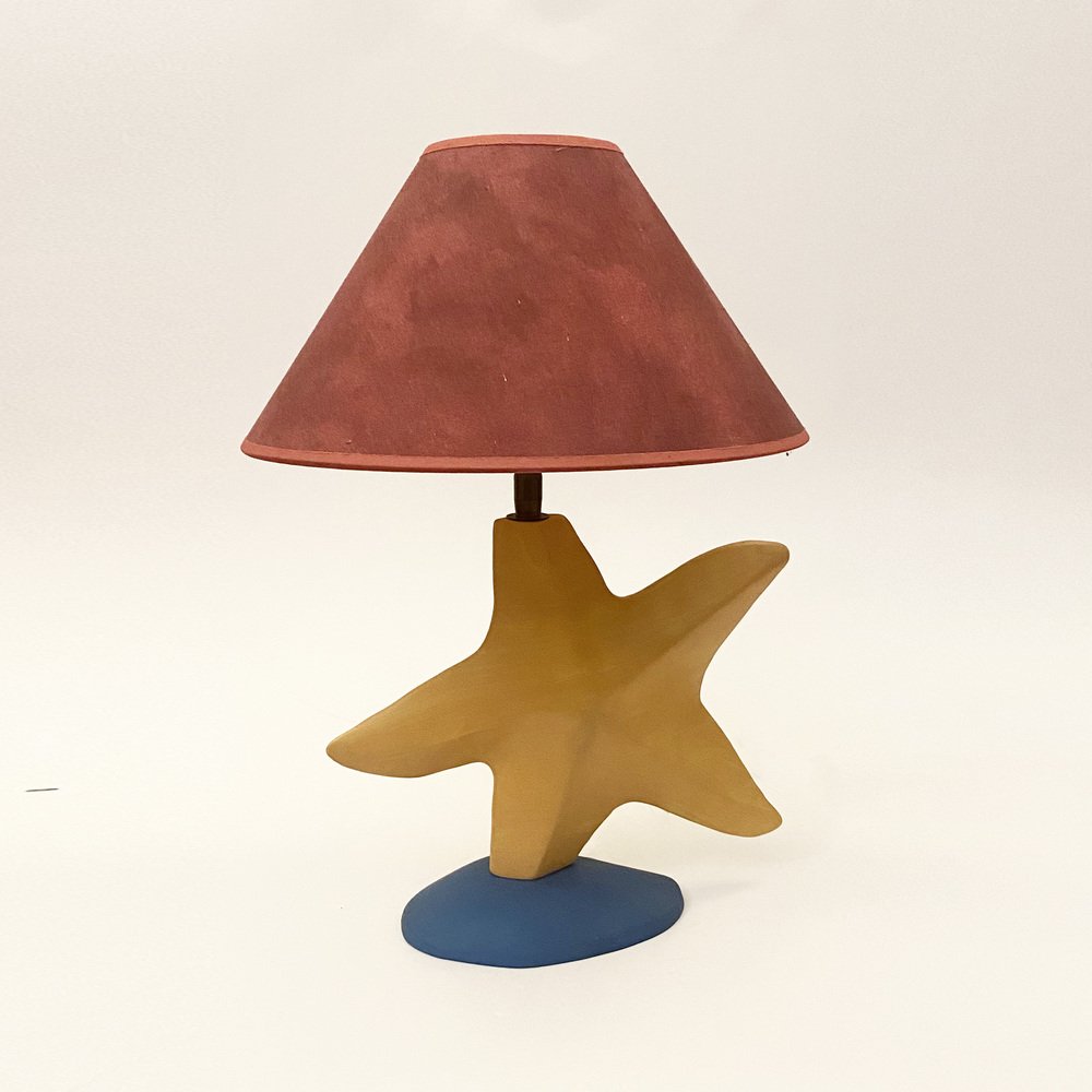 French Postmodern Star Ceramic Lamp by François Chatain, 1980s