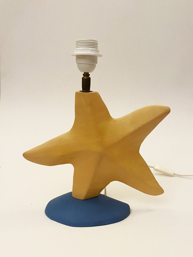 French Postmodern Star Ceramic Lamp by François Chatain, 1980s