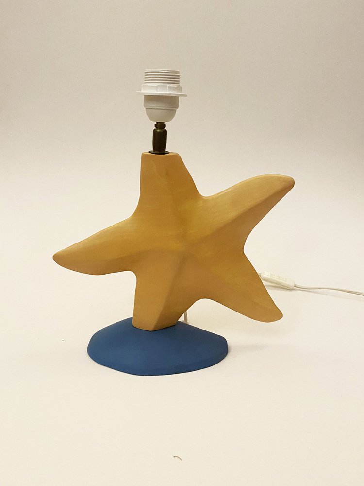 French Postmodern Star Ceramic Lamp by François Chatain, 1980s